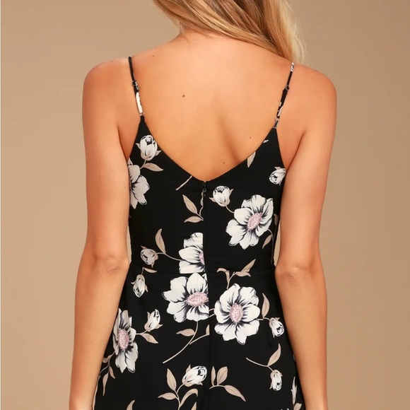Lulu’s Magical Meadow Black Floral Print Skort Dress - Size M - Picture 4 of 10